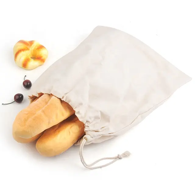 自家製パン用の新しいスタイルのフレンチ収納キャンバス再利用可能なコットンパンバッグパンバッグ