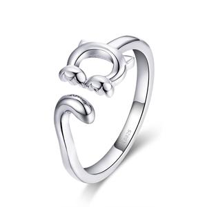 BAGREER SCR497 gioielli all'ingrosso 25 Sterling Silver Cat Open <span class=keywords><strong>anello</strong></span> animale regolabile personalizzato con stile unico per ragazze - Product Image 1