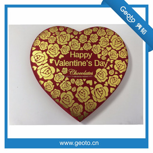 Feliz Día de San Valentín en forma de corazón logo estampado de oro <span class=keywords><strong>chocolate</strong></span> cajas de embalaje de cartón - Product Image 1