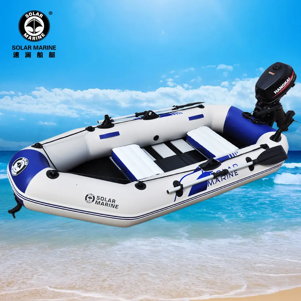 Solarmarine 3 Người Sàn Gỗ Câu Cá Inflatable Thuyền Với Động Cơ