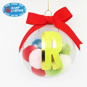 Sfere di vetro sospese palline colorate con pompon sfera di vetro fatte a mano natale ornamento di vetro albero di natale onraments