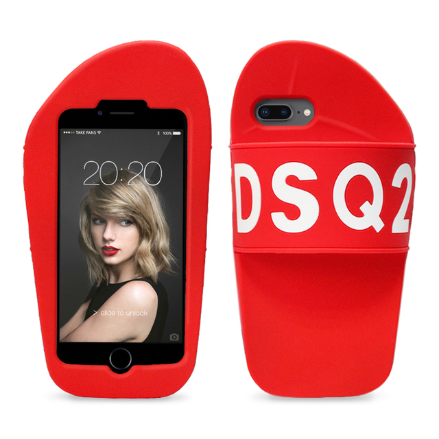 2018 New 3D Slipper Design Soft Silicone case Phone Cover for iphone
