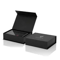 Caixa de presente magnética preta impressa personalizada, caixa de presente preta de luxo com tampa magnética