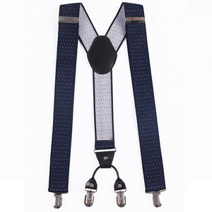 Pantalones de <span class=keywords><strong>hombre</strong></span> Botón personalizado <span class=keywords><strong>Tirantes</strong></span> azules Clips Correas elásticas con 4 accesorios de moda de metal para <span class=keywords><strong>hombre</strong></span> - Product Image 2