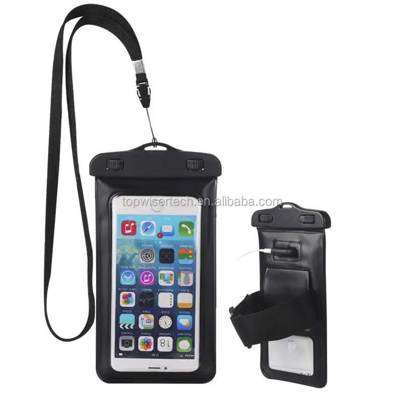 Waterproof Phone Case Cell Phone Universal Dry Bag Pouch with Headphone Jack+Lanyard+Armband For 4.5-6 inch Smartphone Devices