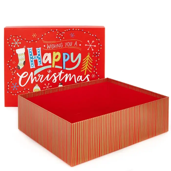 Large deep paper cardboard box xmas packaging box hat christmas gift box with lids