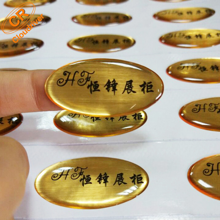 Custom Waterproof Logo Adhesive Epoxy Sticker Promotional PVC And Crystal Resin Dome Labels Printed Customizable Design