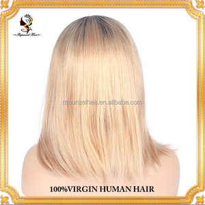 Perruque courte bob à dentelle frontale QDRapunzel, aspect naturel, synthétique, blonde ombrée, pour femmes, fibre résistante à la chaleur - Product Image 3