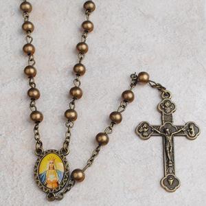 6mm placcato in bronzo perline catena cattolica rosario religioso Design classico <span class=keywords><strong>collane</strong></span> personalizzate - Product Image 4