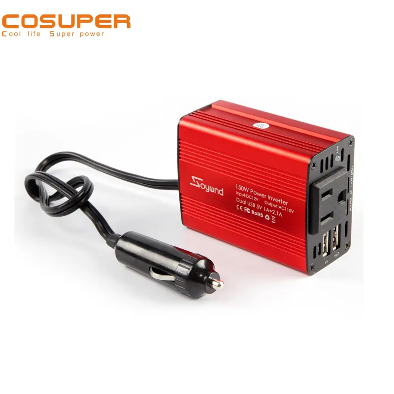 Draagbare Intelligente 150W Auto Power Inverter Charger Dc 12V Naar 110V Ac Met Dual Usb Charger