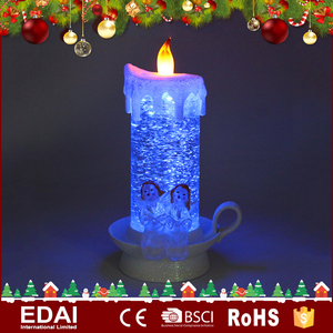 Acrylique lumière <span class=keywords><strong>waterball</strong></span> de noël décoration LED bougie avec le père noël/bonhomme de neige modèles - Product Image 4