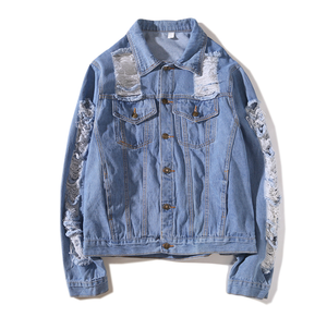Veste en jean déchirée pour femmes, blouson en Denim Vintage à manches longues, décontracté, tendance, vente en gros, - Product Image 5