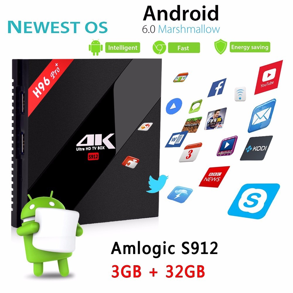 H96 Pro + TV BOX Android 6.0 HD RAM 3 GB ROM 32 GB Smart tv Wifi 2.4G y 5.0G Bluetooth 4.1