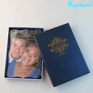 Caixa de convite de acrílico personalizada, caixa de convite de casal na moda