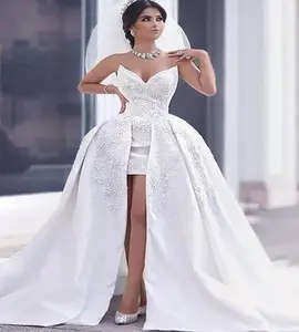 Ultimo modesto abito da sposa da donna Duabai con perline in pizzo gonna a cuore con abiti da sposa Vei abiti da sposa di moda di marca