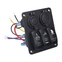 Panneau d'interrupteurs à bascule étanche à 3 LED avec chargeur USB