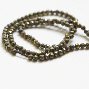 Commercio all'ingrosso 2mm 3mm 4mm perle di <span class=keywords><strong>pirite</strong></span> sfaccettate naturali rotonde perline sfaccettate <span class=keywords><strong>pietra</strong></span> allentata per la creazione di bracciale collana fai da te - Product Image 4
