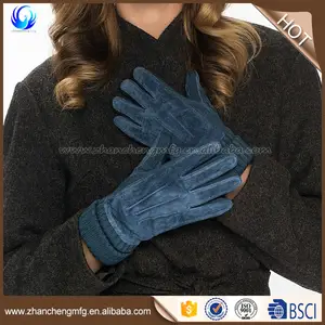 Cheap ladies thinsulate lined blue suede gloves