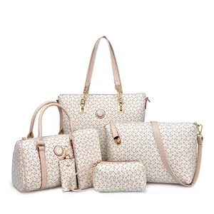European American New Arrival Tote Shoulder Bag Multi Colors Bag Wholesale Cheap 6 Pieces Set Purse And Handbag For Lady