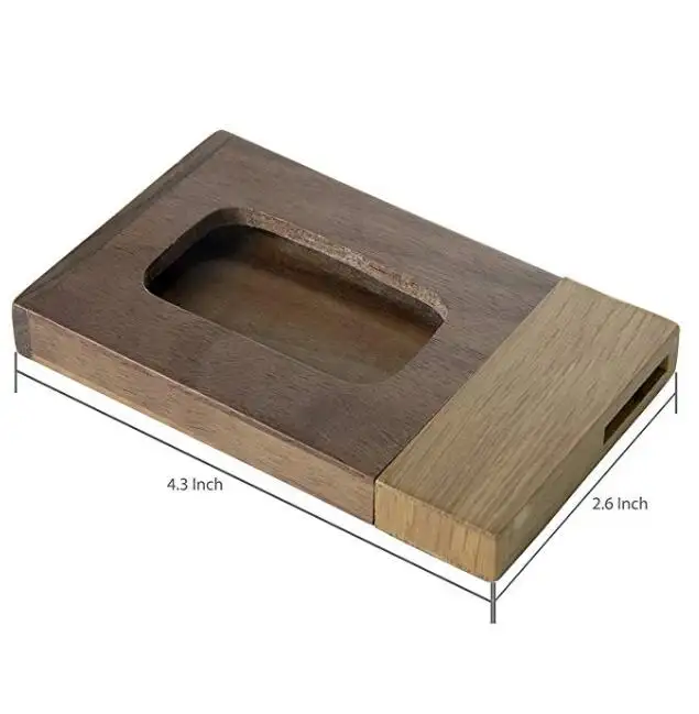 wood business card holder case