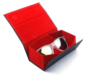 Atacado óculos de sol caso caixa preta-Conchen caixa de óculos de sol de pvc dobrável, cor preta, logotipo personalizado, caixa de óculos de sol