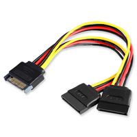 Cable divisor de alimentación SATA en Y, cable de alimentación SATA macho de 15 pines a doble hembra