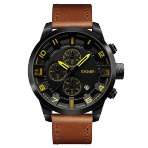 Reloj Skmei 1309 Izle 2018 Erkekler Kuvars Sr626sw Hakiki Deri saat kayışı Montre Homme Spor Saat El