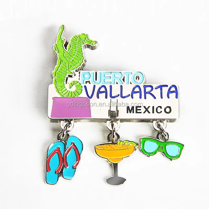 Mexico Riviera Maya Lưu Niệm Kim Loại Tủ Lạnh Nam Châm Puerto Vallarta Bãi Biển Nam Châm Với Sunglass Dép Charms Nam Châm