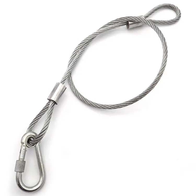 High quality 1*19 Galvanized Spring Carabiner Steel Wire With Swivel Snap Hook for safety