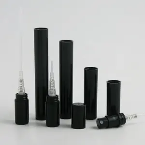 Küçük taşınabilir parfüm 2ml 3ml 5ml 10ml siyah plastik sprey parfüm şişesi kozmetik boş parfüm atomizer şişeler