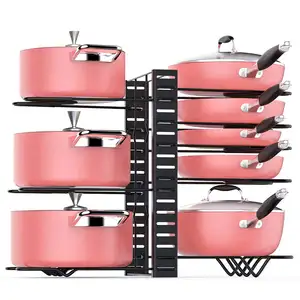 2019 Amazon Hot Goede Kwaliteit Roestvrij Staal Verlengen Stijl Uitbreidbaar Verstelbare Pot Rack, Keuken Organisator Rack