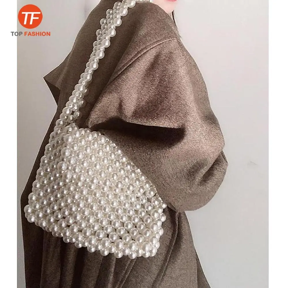 De Niza de 2019 hecho a mano de resina perlas teléfono monedero de las mujeres collares acrílico bolso mujeres bolsa de hombro