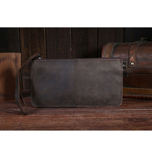 Nuova borsa pochette in pelle di cavallo pazzo retrò per uomo alla moda lungo portafoglio per cellulare - Product Image 3