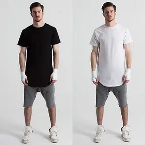 欧洲尺码男装夏季趋势纯色弧形棉t恤