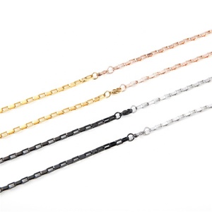 Collar <span class=keywords><strong>de</strong></span> acero inoxidable cuboide rectangular grande, joyería barata a granel - Product Image 4