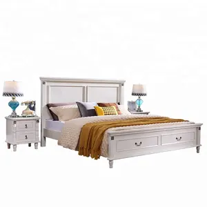 חדש מודרני סגנון לבן חדר שינה ריהוט עץ מלך גודל מיטת עיצובים שינה סט
