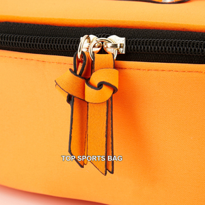 Borsa cosmetica in Neoprene arancione di moda con cerniera e manico per ragazze elegante da viaggio borsa da toilette Organizer - Product Image 4