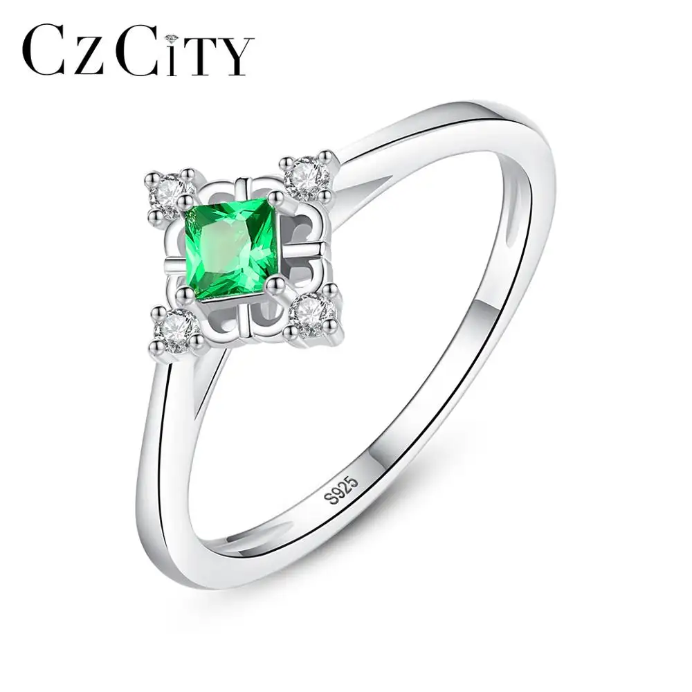 CZCITY แหวนเงินรูปดอกไม้ CZ ขนาดเล็ก,แหวนดีไซน์ใหม่สำหรับผู้หญิงแหวนแต่งงานเครื่องประดับขายส่ง