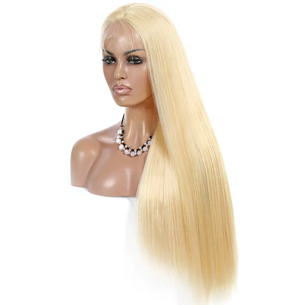 Blonde 613# transparent swiss lace color full lace wig 100 percent virgin european human hair wig