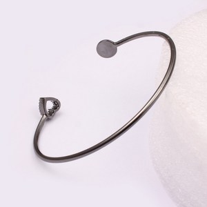 Nueva Caliente Venta de Oro Negro Rhinestone de La Joyería Del Encanto Del Corazón Pulsera Tag Grabado Brazalete Pulsera - Product Image 3