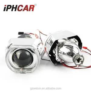 IPHCAR Praça hid lente do projetor com angel eyes anéis quadrados h1 2.5 ''lente do projetor com sudário