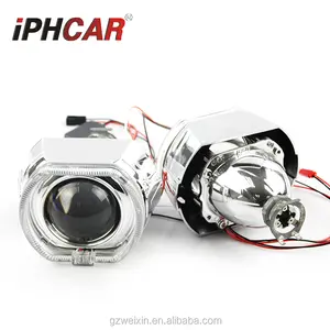 IPHCAR Vuông <span class=keywords><strong>Hid</strong></span> Ống Kính Máy Chiếu Với Vuông Đôi Mắt Thiên Thần Nhẫn H1 2.5 ''Ống Kính Máy Chiếu Với Tấm Vải Liệm - Product Image 1