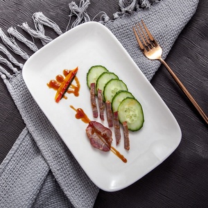 Hersteller Benutzer definiertes Logo Bankett Bright White Dining Food Serviert eller Deep <span class=keywords><strong>Ceramic</strong></span> Recta ngular <span class=keywords><strong>Plate</strong></span> - Product Image 5