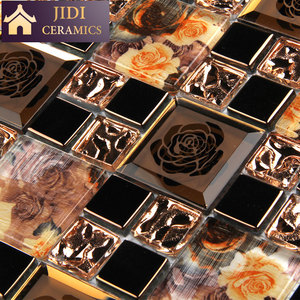 Hoa Văn Kim Loại Hỗn Hợp Kính Phòng Tắm Gạch Khảm 3D Gạch Ốp Tường Gương - Product Image 5