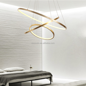 Moderno nordico sottile oro o ottone spazzolato rotondo ciondolo luce LED 5 metallo <span class=keywords><strong>lampadario</strong></span> <span class=keywords><strong>ad</strong></span> anello per l'home office - Product Image 2