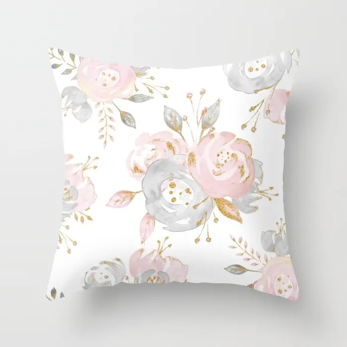 45 × 45センチメートルPink Red White Black Flower Rose Cushion Cover Different Flower Decorative Pillow