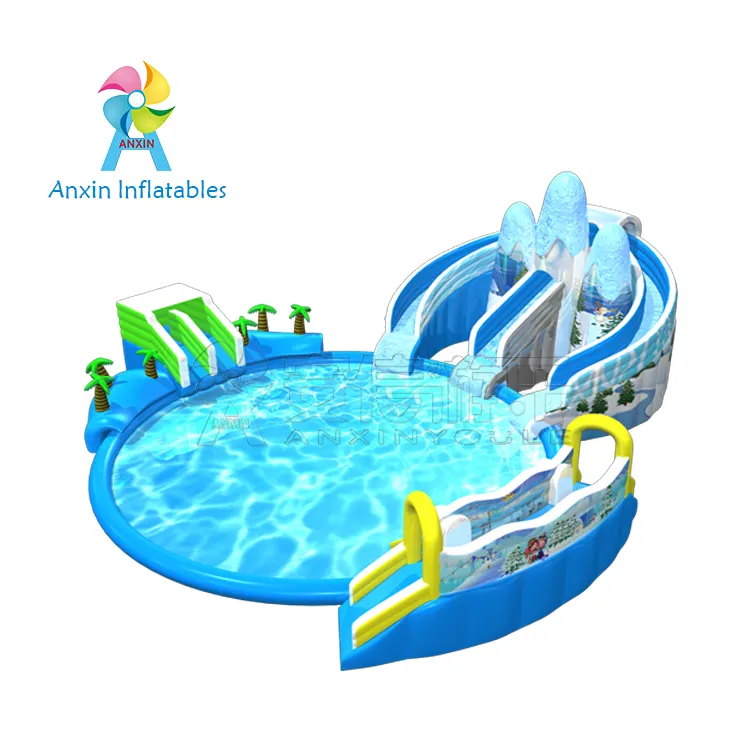 Commercial angepasst 0.55MM PVC Inflatable <span class=keywords><strong>eisberg</strong></span> Water Park <span class=keywords><strong>aufblasbare</strong></span> wasser rutsche mit pool For Kids