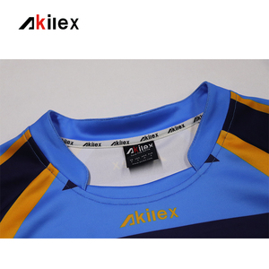 Vente en gros de polos de <span class=keywords><strong>rugby</strong></span> à rayures vierges classiques bleu marine à sublimation manches courtes - Product Image 4
