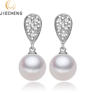 7-8mm aaa+ 925 silver dangle pearl puddles earrings of fashion jewelry
