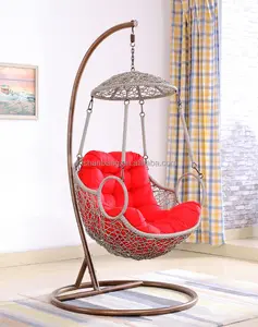 Designer Grijs Rotan Opknoping Swing Mand Stoel